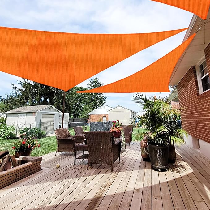 Patio Paradise 6' x 6' x 6' Sun Shade Sail Triangle Canopy Shade Cloth Fabric Sunlight Block Patio Pergola Cover HDPE Deck Awning for Outdoor Backyard Roof Shading, Orange