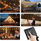 String Lights, 100FT Solar Outdoor Edison Bulbs in Warm White
