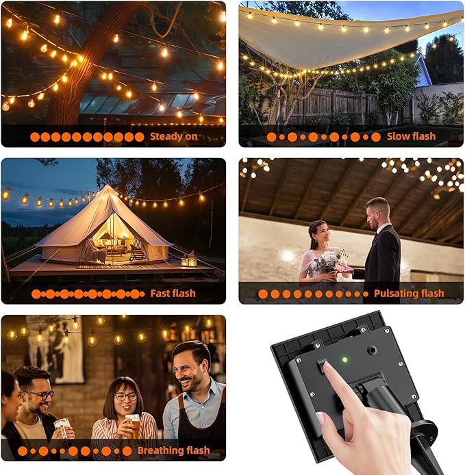 String Lights, 100FT Solar Outdoor Edison Bulbs in Warm White