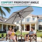 AreShark 7.5FT Patio Umbrella Table Market Umbrella with 6 Sturdy Ribs, Button Tilt/Crank Heavy-Duty Round Outdoor Umbrellas for Garden, Deck, Backyard,and Pool, Foggy Gray