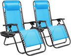 Homall Zero Gravity Chair Adjustable Folding Lawn Lounge Chairs Outdoor Lounge Gravity Chair Camp Reclining Chair with Pillows for Poolside Backyard and Beach Set of 2 (Sky Blue)