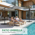 NEWBULIG 10FT Patio Umbrella, Offset Cantilever Outdoor Patio Table Umbrella, UV Protection, Fade Resistant Fabric, Easy Tilt Adjustment for Pool, Deck, Garden, Backyard