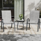 UDPATIO Patio Chairs Set of 2, Stackable Outdoor Dining Chairs with High Back, Breathable Textilene Fabric Outdoor Chair All Weather, 350LBS Capacity for Garden, Backyard (Light Grey)