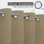 Easy-Going Linen Look Outdoor Curtains Waterproof Windproof Porch Curtains, Soft Thicken Outdoor Privacy Curtains for Patio, Gazebo, Grommet Top and Tab Bottom Drape, 1 Panel, 110x120 inch, Khaki