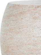 Christopher Knight Home Jayme 20.25" Indoor Outdoor Oval Accent Side Table, Patio Decorative End Table, Lightweight Concrete Garden Stool for Patio Living Room Balcony & Garden Decor, Travertine