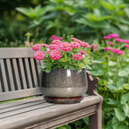 G EPGardening 7 Inch Ceramic Pots for Plants - Ceramic Planters for Indoor Outdoor Plants, Round Plant Pots with Drainage and Saucer, Modern Planter, House Decor, Plant Lover Gifts, Speckled Brown