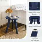 HDPS Outdoor Side Table, Small Round Side Table Weather-Resistant, Outdoor Side Tables for Patio, Porch, Deck, End Table for Plant Stand, Living Room, Bedroom, Navy