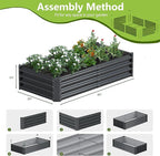 2PCS 4x2x1FT Galvanized Raised Garden Bed, Galvanized Planter Raised Garden Boxes Outdoor, Large Metal Raised Garden Beds for Vegetables-Grey