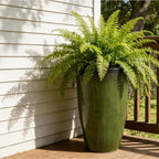 Worth Garden 23.5" H. Large Plastic Planters - Set of 2 Gradient Green Glossy Smooth Finish - Tall Plant Pots for Indoor & Outdoor Use - Decorative Lightweight Flower Pots for Front Porch, Patio, Deck