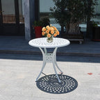 30.31" Outdoor Patio Dining Table, Cast Aluminum Bistro Table, Patio Furniture Set with 2.36" Umbrella Hole for Balcony Lawn Garden Backyard