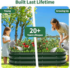 Kesfitt Raised Garden Bed, 4x2x1 FT Galvanized Steel Metal Raised Garden Bed, Oval Open-Bottom Design, 12-Inch Deep for Outdoor Vegetable & Herb Gardening, Forest Green