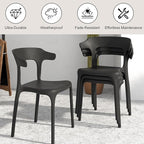 VECELO 4 Pack Plastic Stacking Chairs, Stackable Dining Chairs for Kitchen Restaurant Patio, Portable Indoor Outdoor Use, No Assembly Required, Black