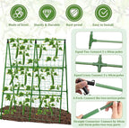 Cucumber Trellis for Raised Beds, 31 X 47 Inch Adjustable Size A-Frame Garden Trellis for Climbing Plant Outdoors with Climbing Net and Plant Support Clip for Vegetable Grape Tomato Garden Supplies