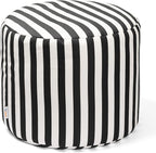 Jaxx Spring Indoor/Outdoor Bean Bag Pouf Ottoman, Black & White Stripes
