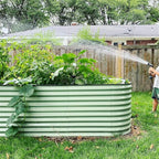 32" Extra Tall Raised Garden Bed Kits, 4 x 8 x 2.7ft Raised Planter Box Outdoor, 2.5 x 9.5 x 2.7ft Deep Root 10 in 1 Modular Metal Raised Beds for Gardening Vegetables Flowers Fruits - Olive Green