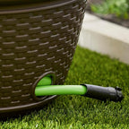 Suncast 3 Pack Decorative Wicker Garden Hose Holder Pot with 4 Drain Holes for 100 Foot Hoses, Java