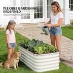 4×2×1.4FT Galvanized Raised Garden Bed Outdoor, Metal Raised Garden Bed Kit, Large Planter Raised Beds, 3 In1 Modular Raised Planter Box Outdoor,Raised Beds for Gardening for Vegetables Flowers Herbs