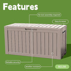 ROJIK Outdoor Storage Housing Deck Box - Waterproof Patio Furniture, Garden Tools, Cushions, Pool Accessories Storage Bench with Lockable Lid and Side Handles (Grey 76 Gal)