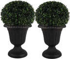 Outdoor Planter 2-Pack - 16x18-Inch Urn Planters - Plastic Plant Pots for Indoor, Outdoor, or Front Porch Decor - Flower Pots by Pure Garden (Black)