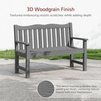 Stoog Outdoor Bench, 2-Person Garden Benches for Outdoors, Waterproof HIPS Patio Bench with 800 lbs Weight Capacity, Never Rot or Fade, Grey