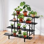Zhongma 4 Tier Sturdy Metal Plant Stand with Wheels, L45.67 x W34.65 x H35.83 inch, Heavy Duty Plant Holder for Home Indoor and Outdoor, 880 LBS Capacity & Heavy Duty Construction