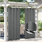 Easy-Going Linen Look Outdoor Curtains Waterproof Windproof Porch Curtains, Soft Thicken Outdoor Privacy Curtains for Patio, Gazebo, Grommet Top and Tab Bottom Drape, 1 Panel, 54x108 inch, Dark Grey