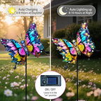Hexagram Butterfly Garden Decor, Butterfly Solar Lights for Outside, Metal Decorative Large 42.3" Yard Stakes, Solar Outdoor Decorations for Lawn Porch Pathway, Birthday Gardening Gifts for Mom Women