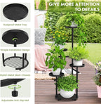 TOSKING 5 Tier Tall Plant Stand Indoor Outdoor, Heavy Duty Corner Plant Stand with Space-Saving Plant Shelf for Multiple Plants| Round Plant Table Design for Living Room Balcony Garden (Black, 38in)