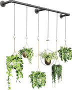 Plant Haning Rod, Hanging Planters for Indoor Plants with 6 Chains, Wall Plant Hanging Bar for Window Celling, 65.7 Inch, Metal Black, Pots Not Included