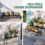 Metal Plant Stand, Rust-proof Aluminum Flower Pot Stand, Heavy Duty Planter Display Shelving for Patio Balcony Garden Living Room Decorative (Black, 35.4 Inch)