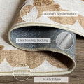 Outdoor Rug 3x5 Beige Floral Entry Mat, Washable Polyester