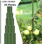 Xiny Tool Garden Stakes, 25 Pack Steel Plant Garden Tomato Stakes with Plastic Coat for Climbing Plants (25 Pack 58 Inch)