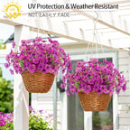 MACTING Artificial Flowers for Outdoors Fake Flowers UV Resistant No Fade Faux Plastic Plants for Planters Garden Patio Porch Porch Window Box Home Outside Spring Decorations (Purple)
