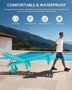 SERWALL Patio Chaise Lounge Chair, HDPE Outdoor Lounge Chair with Cup Holder, 5 Positions Adjustable Poly Lounger with Rolling Wheels for Poolside, Deck, Sunbathing, Aruba