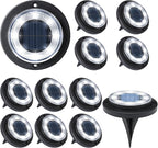 Flacchi Solar Lights Outdoor - Solar Powered Ground Lights Outdoor Solar Disk Light Waterproof Landscape Light for Patio Yard Pathway Walkway Driveway (Cool White, 12 Pack)