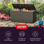 Keter Marvel Plus 71 Gallon Resin Outdoor Storage Box for Patio, Balcony & Garden – Weather‑Resistant Deck Box for Cushions, Pillows, Pool Floats & Tools, Mossy Brown