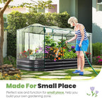 KING BIRD Raised Garden Bed with Cover Galvanized Oval Planter Garden Box 94.5x47.2x11.8 in, Clear, Outdoor for Gardening, Vegetables, Flowers