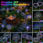 btfarm 6 Pack Solar Garden Lights Outdoor, 8 Modes Firework Lights Solar Powered, Waterproof Twinkle Fairy Light Outside for Yard Patio Pathway Pool Christmas Party Decorative, Multicolor