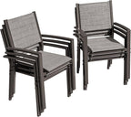 Flamaker Patio Chairs Textilene Outdoor Chairs Set of 6 Stackable Dining Chair for Backyard, Deck, Poolside (Grey)