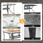 TLSUNNY Patio Outdoor Table W/ 1.69″ Umbrella Hole, 30"X 55" Rectangular Tempered Glass Patio Dining Table for 6, Outdoor Metal Furniture, All-Weather Use, for Patio, Graden, Backyard (Grey)