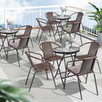 VINGLI PE Rattan Outdoor Dining Chairs Set of 1, Plastic Stackable Patio Chairs for Indoor, Porch, Restaurant, Garden, Brown