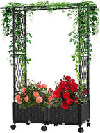 Planter with Trellis Raised Garden Beds, 4.5ft Tall with Screen Indoor Outdoor, Vegetable Flower Privacy Planter Box for Backyard Balcony Patio, Black