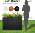 Black Metal Heavy Planter 32" x 15" x 24"for Outdoor Plants Metal Rectangle Outdoor Planter Spliced Flower Box with Partitions for Outside,Indoor,Garden (Black, 32 * 15 * 24)