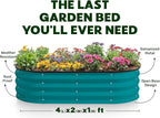 Plant & Plot Galvanized Raised Garden Beds Outdoor // 4×2×1 ft Planter Raised Beds for Gardening, Vegetables, Flowers // Large Metal Garden Box (Turquoise)