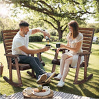 VINGLI Wooden Rocking Chair with High Backrest, Solid Fir Wood, Heavy Duty 600 LBS Patio Rockers for Indoor and Outdoor, Garden, Yard, Patio, Rustic