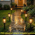 Solar Lights Outdoor Waterproof, 8 Pack 21" Solar Pathway Lights with Metal & Glass, Auto On/Off Garden Lights for Yard, Landscape, Driveway Walkway