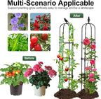 Lalahoni Garden Obelisk Trellis for Climbing Plants Outdoor, 6ft Round Rose Trellis for Pots, Metal Plant Support for Clematis, Jasmine, Ivy, Decorative Outdoor Trellis, Black, 2Pack