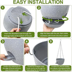WOUSIWER Self Watering Hanging Planters, 2 Pack 10'' Plastic Pots with Drainage Holes & Reservoir Tray (Speckled Grey) | Indoor & Outdoor Use for Ferns, Ivy, Herbs, Succulents