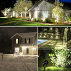 SUNVIE LED Outdoor Spotlight 12W Landscape Lighting 120V AC Waterproof Landscape Lights Spot Lights for Yard with Spiked Stake Warm White Flag Light Garden Decorative Lamp with US 3-Plug in (6 Pack)