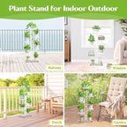 iDavosic.ly 4 Tier Plant Stand Indoor Outdoor, Tiered Corner Multiple Flower Pot Holder Shelf, Metal 34 Inch Tall Display Rack for Patio Porch Living Room Garden Balcony Bedroom, White